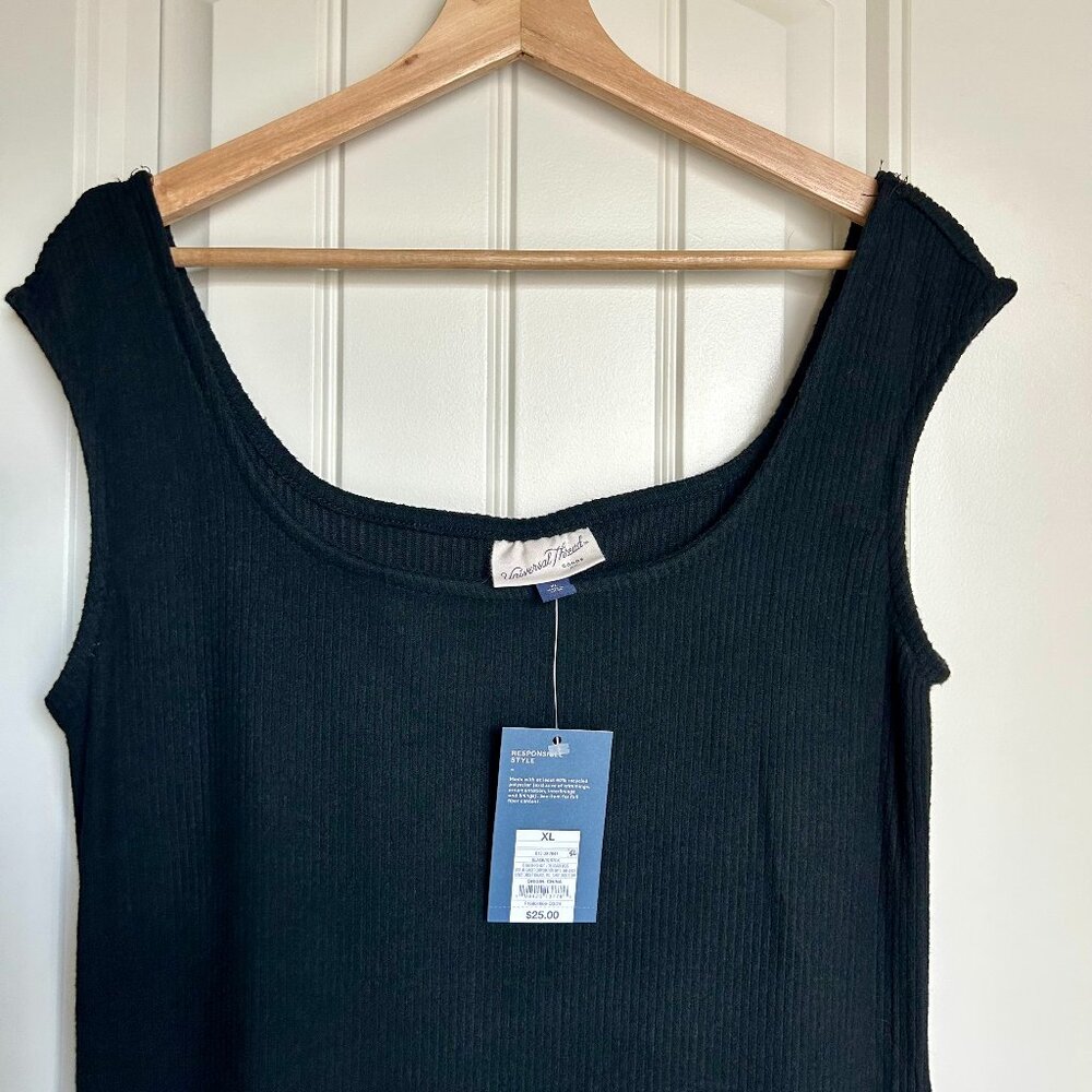 NWT Black Ribbed Midi Dress